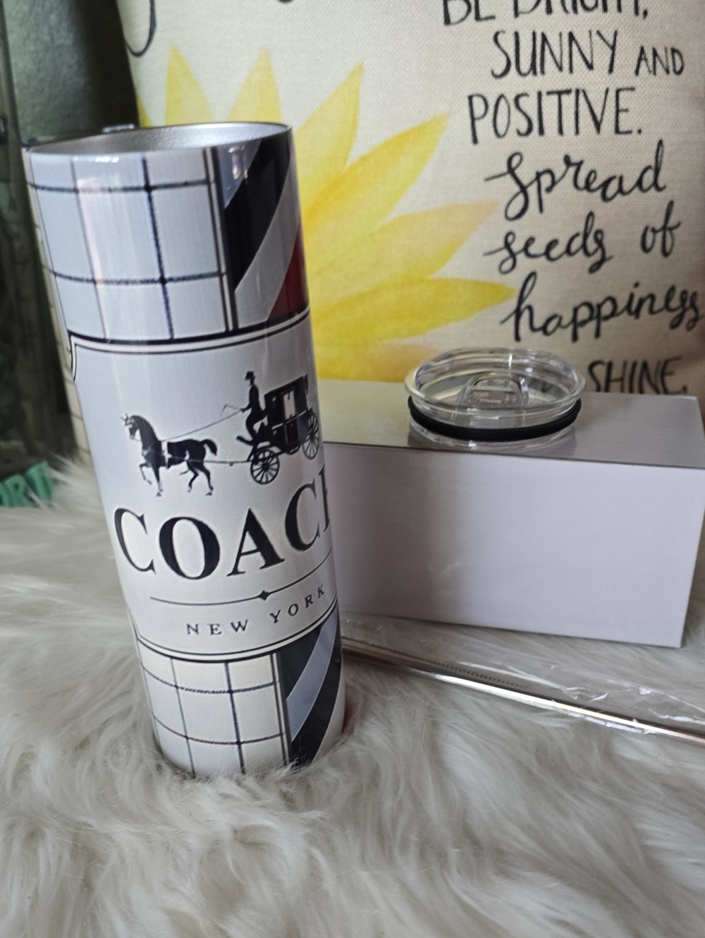 Fashion  Cream and 50/ 50  Insulated Tumbler with Black Logo